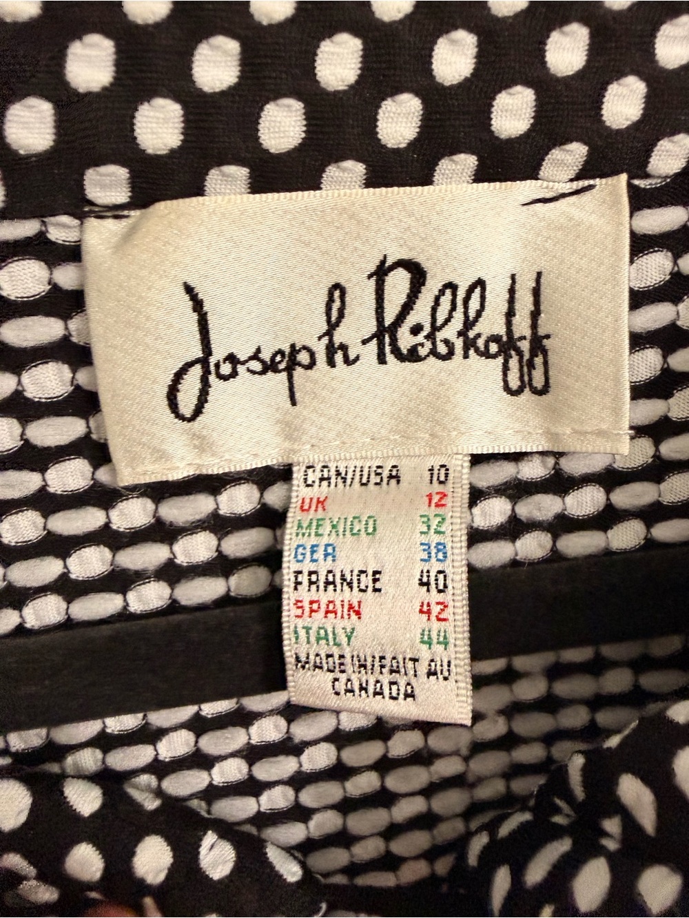 Joseph Ribkoff Black and White Polka Dot Cape Blazer - Picture 3 of 4